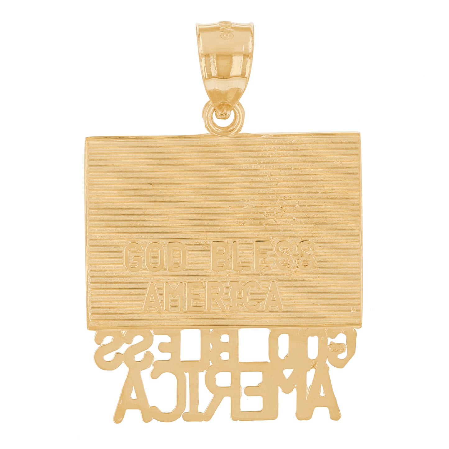Gold God Bless America Flag Unisex Pendant (AF# P13427)
