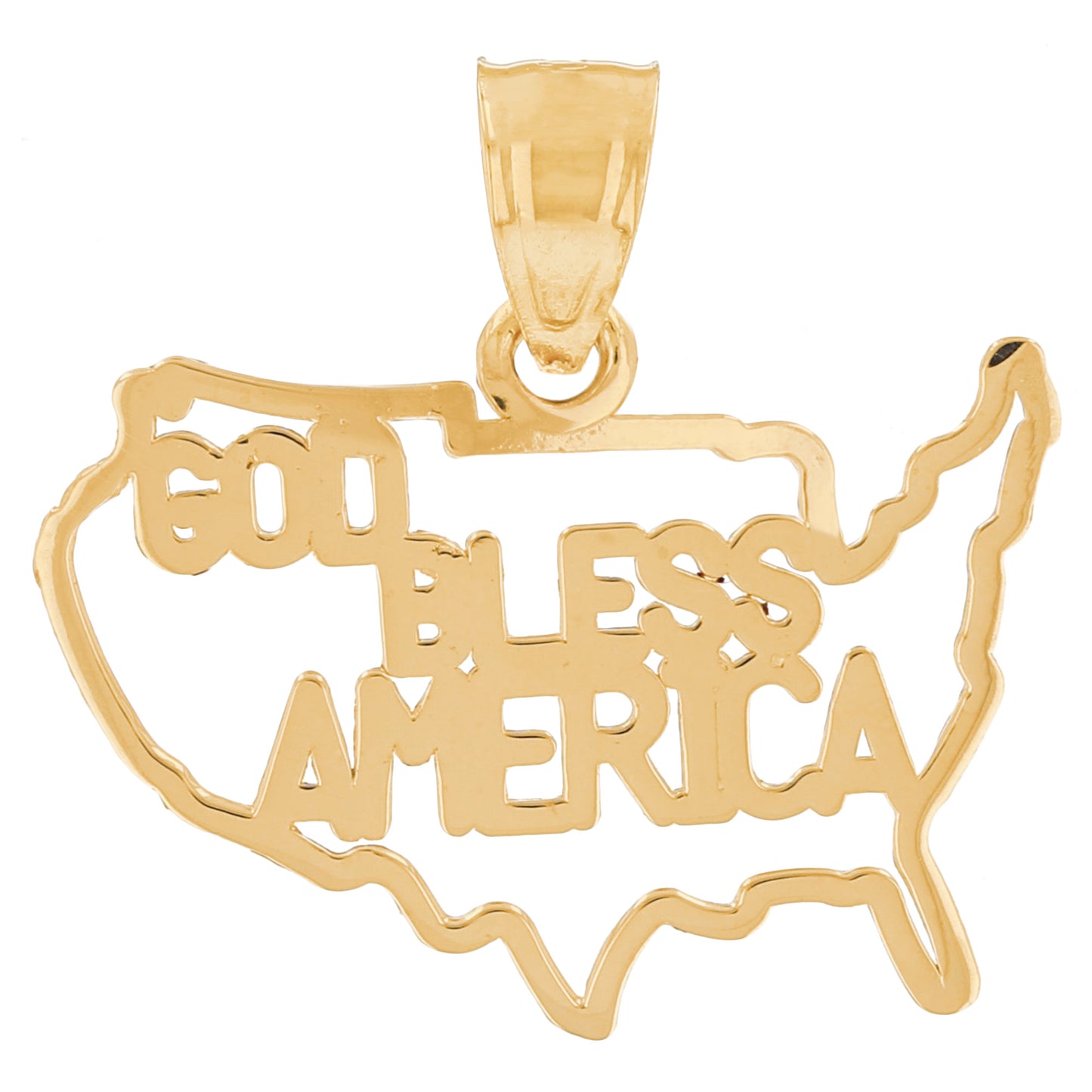 Gold God Bless America Map Unisex Pendant (AF# P13430)