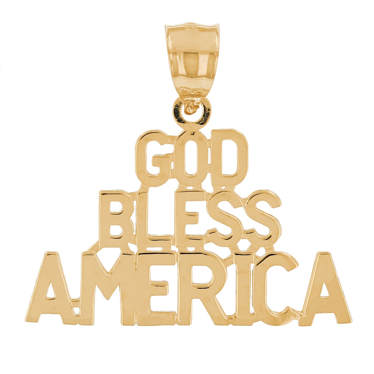 Gold God Bless America Unisex Pendant (AF# P13433)