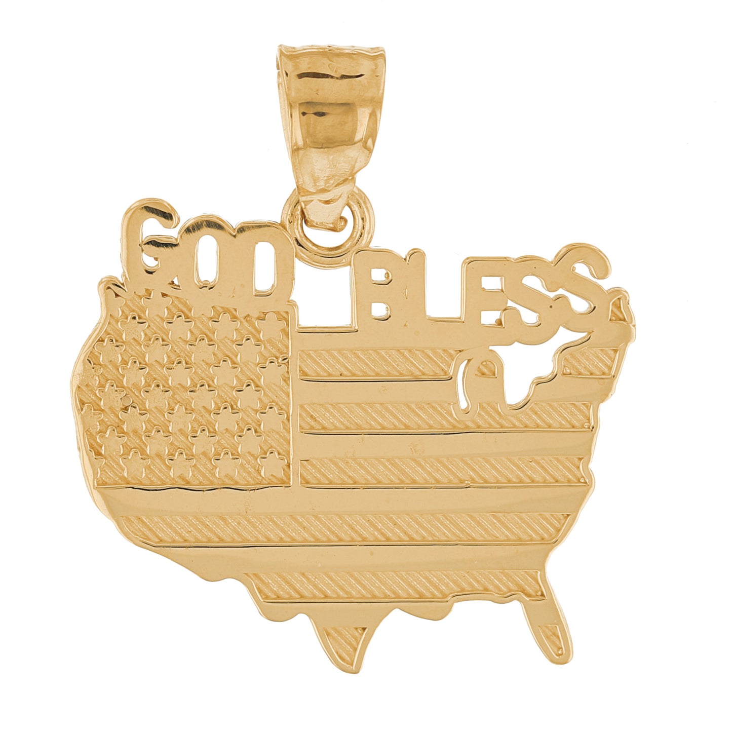 Gold God Bless USA Unisex Pendant (AF# P13436)