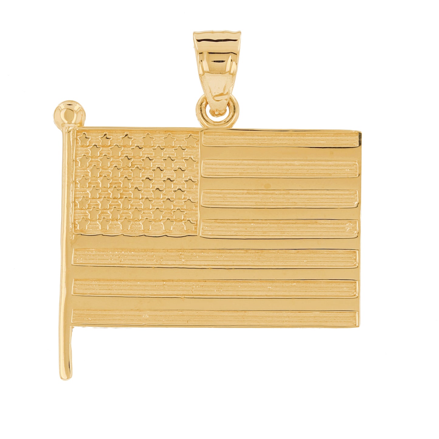 Gold USA American Flag Unisex Pendant (AF# P13437)