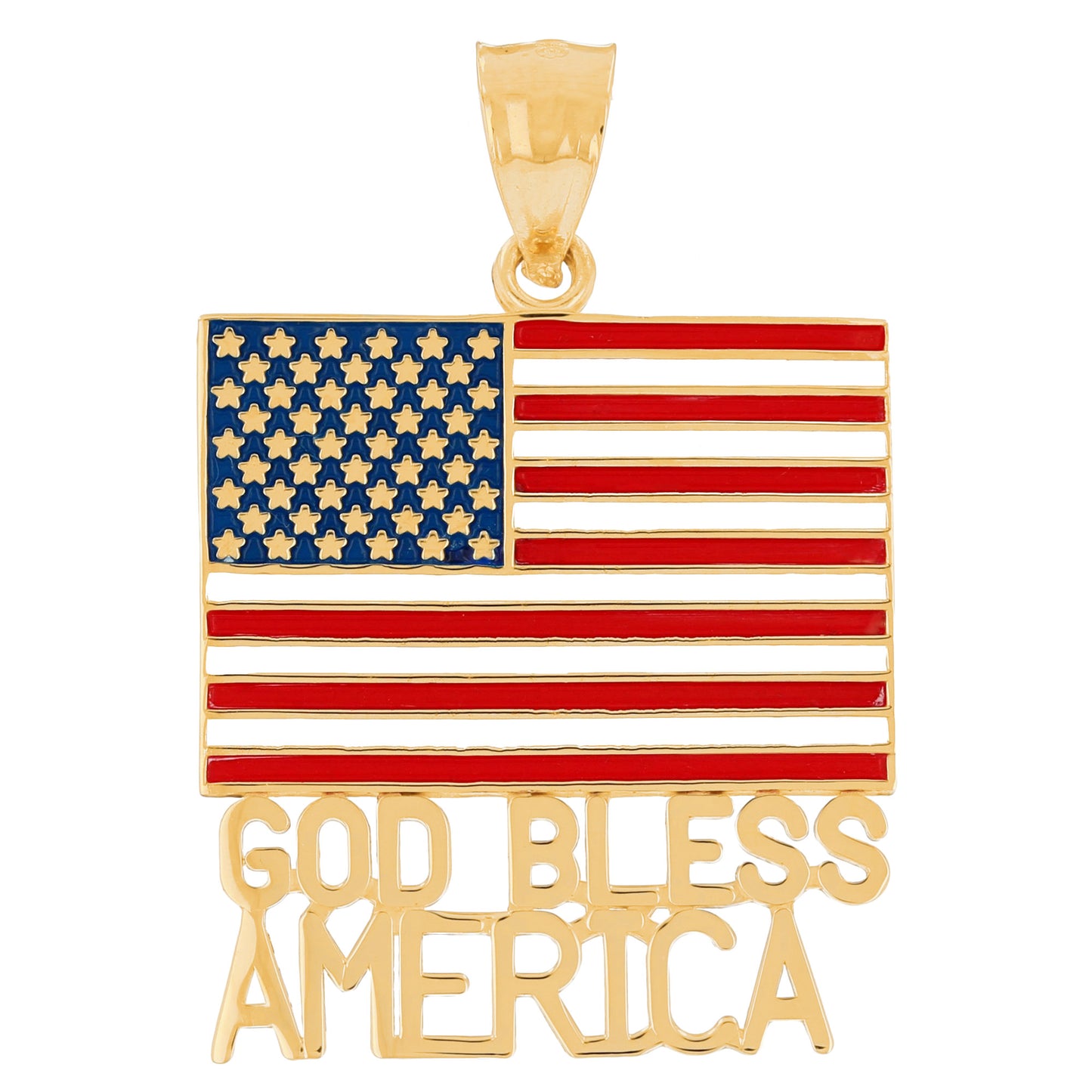 Gold Enameled American Flag Unisex Pendant (AF# P13425)