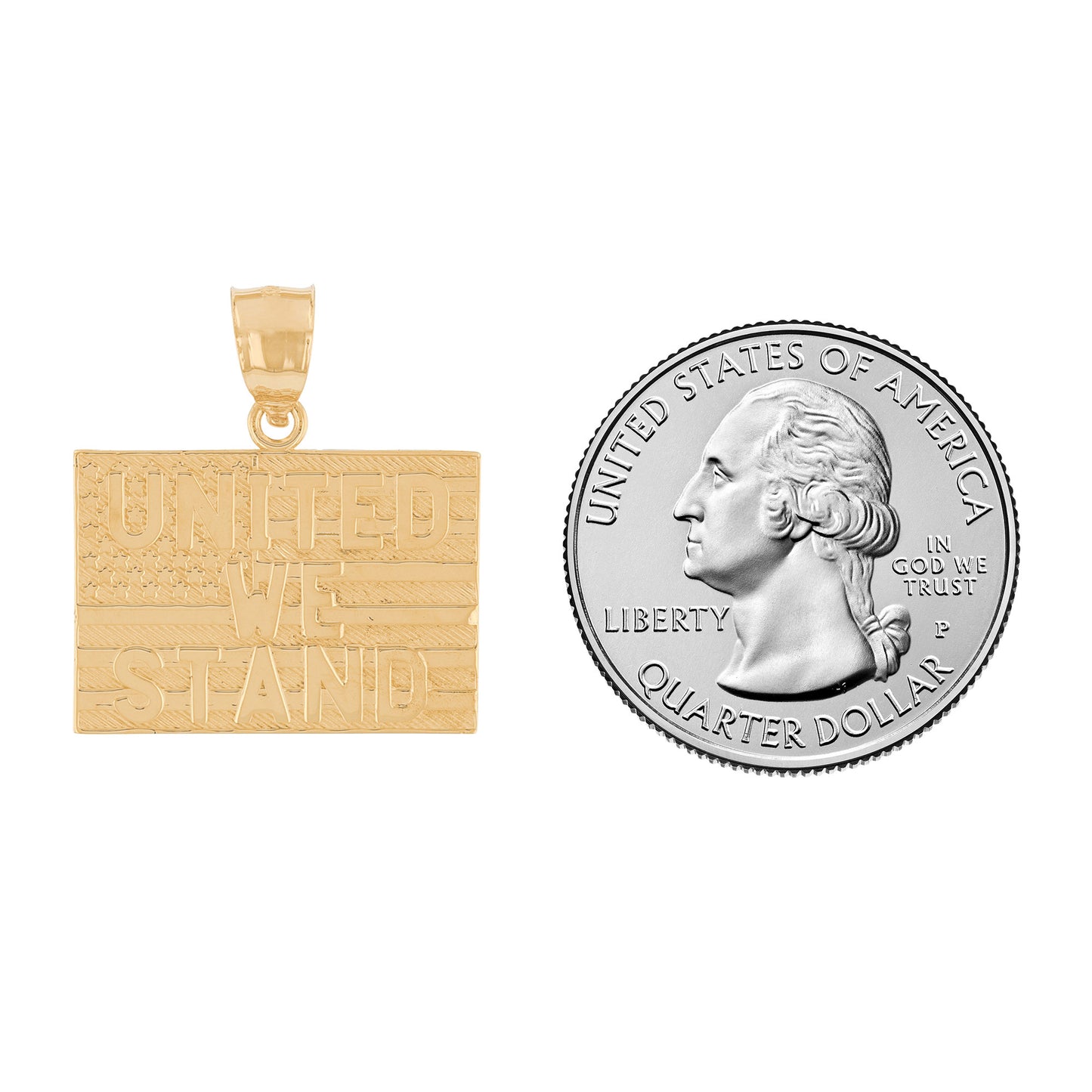 Gold United We Stand Unisex Talking Flag Pendant (AF# P13686)