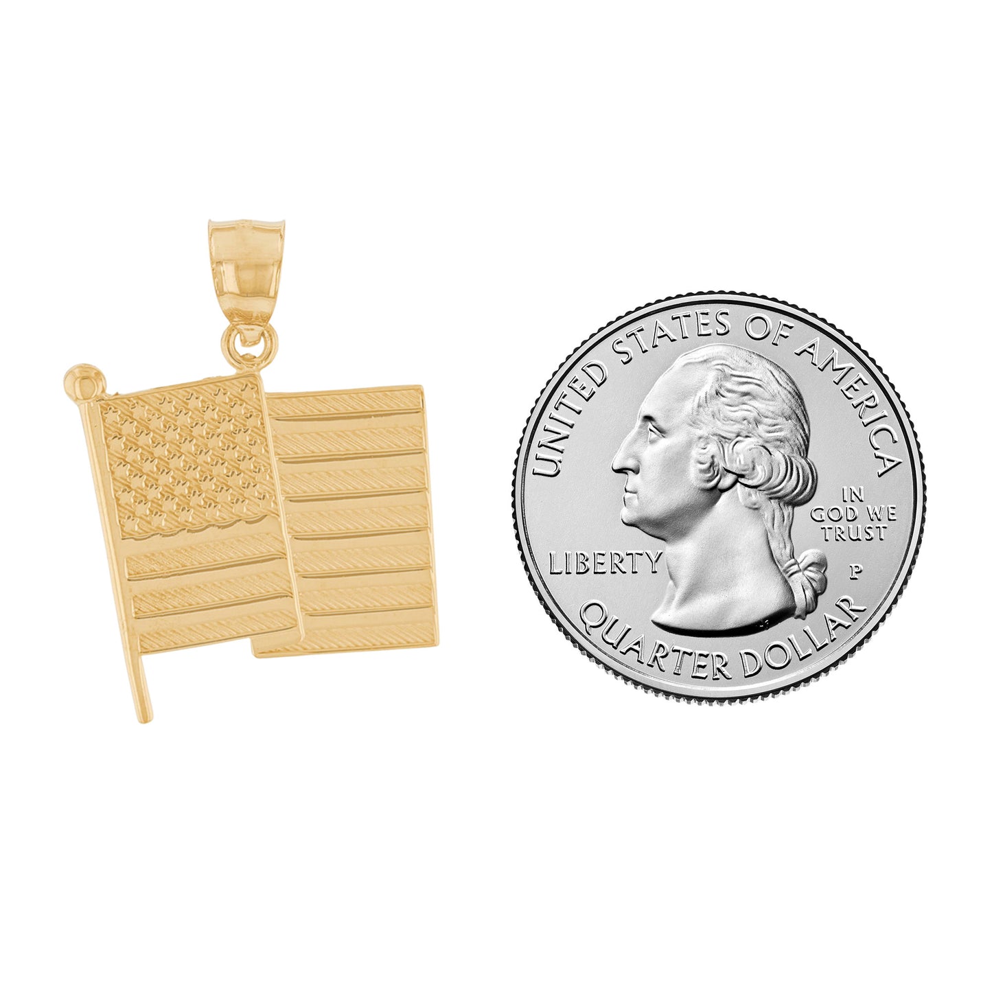 Gold USA Flag Unisex Pendant (AF# P13687)