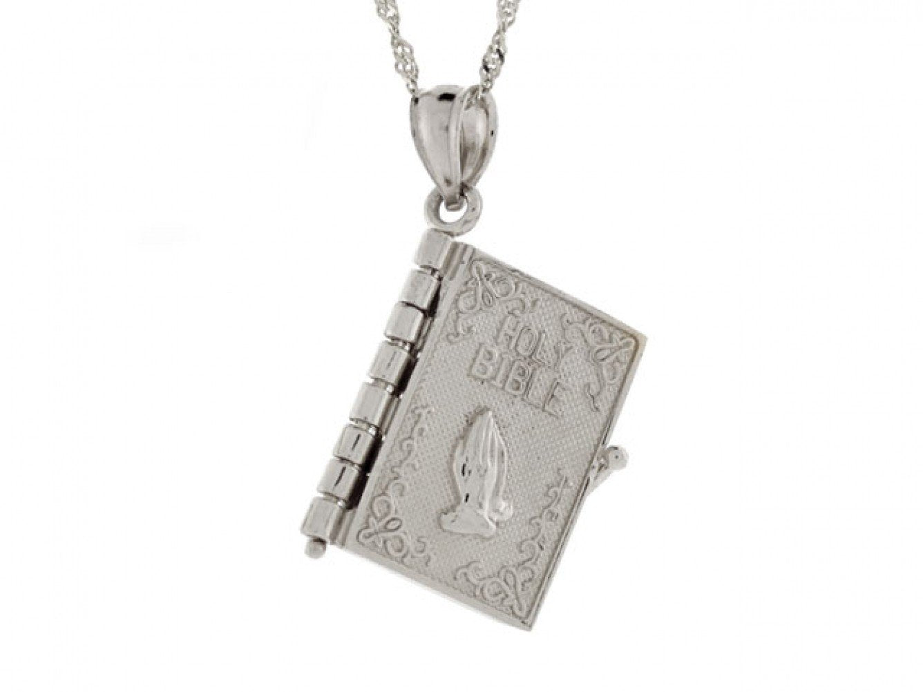 Gold Bible 4 Page Religious Opening Charm Pendant with Lord's Prayer Inscription (AF# P2353)