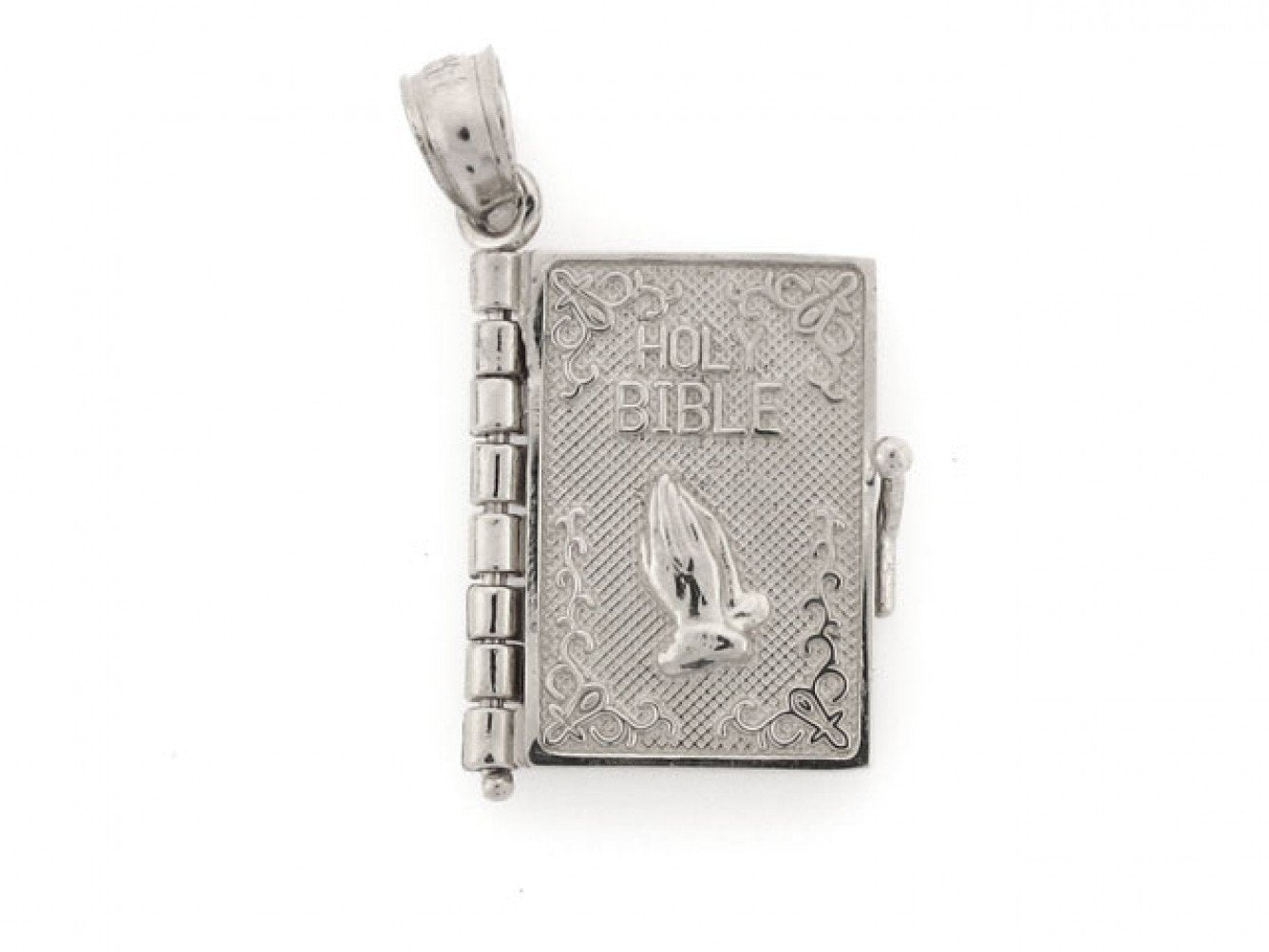 Gold Bible 4 Page Religious Opening Charm Pendant with Lord's Prayer Inscription (AF# P2353)