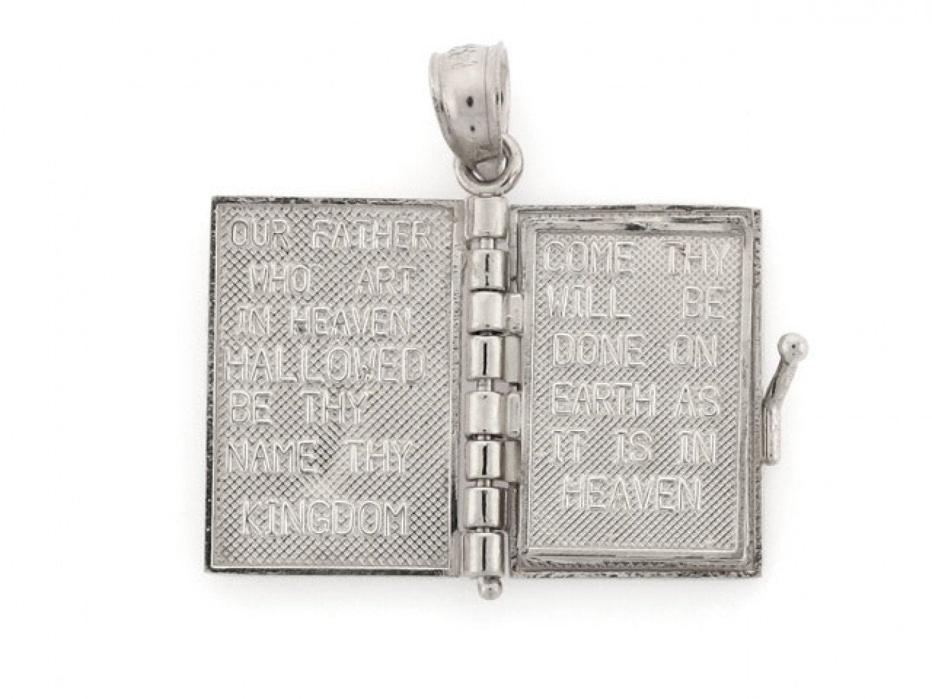 Gold Bible 4 Page Religious Opening Charm Pendant with Lord's Prayer Inscription (AF# P2353)