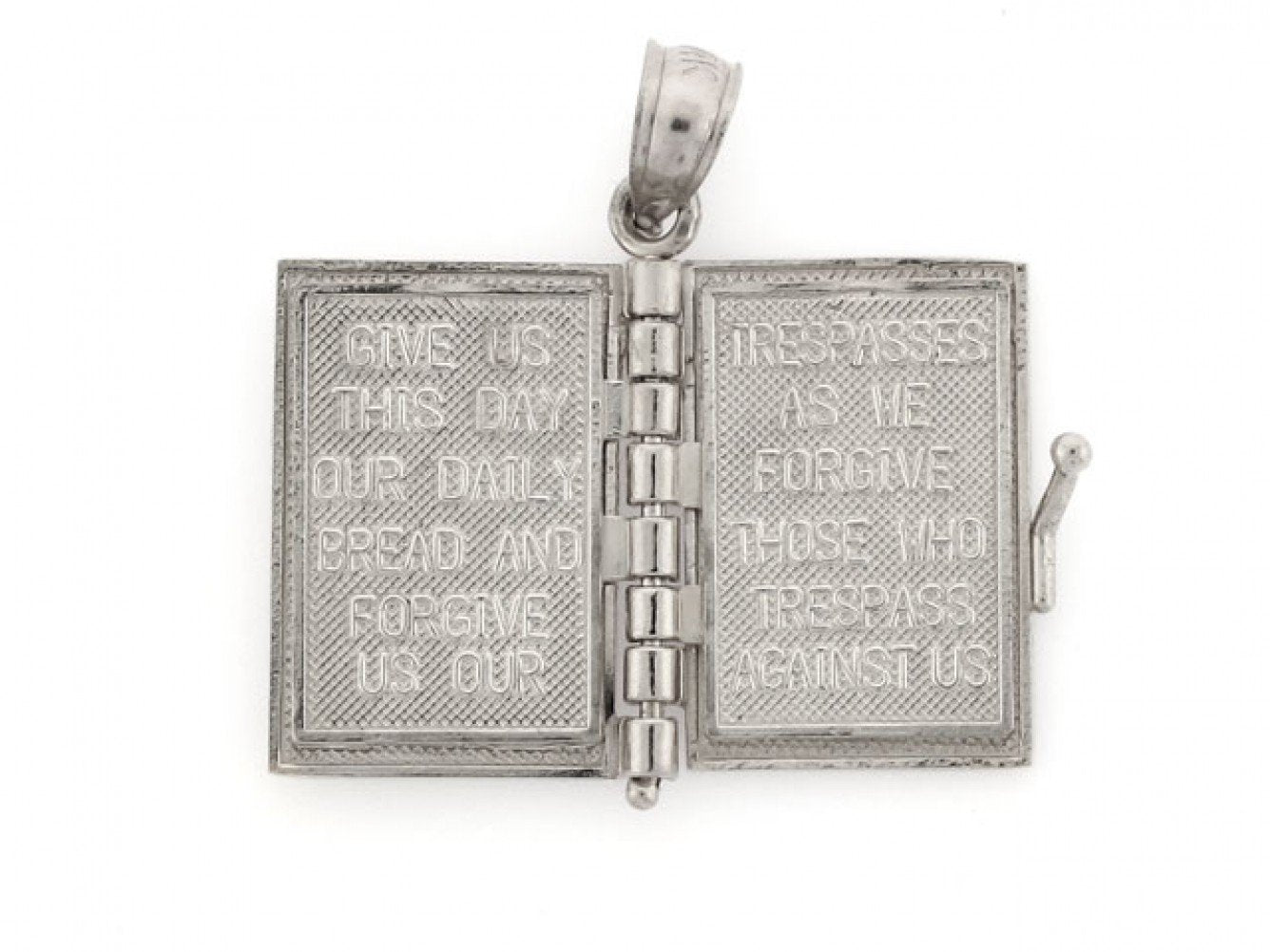 Gold Bible 4 Page Religious Opening Charm Pendant with Lord's Prayer Inscription (AF# P2353)