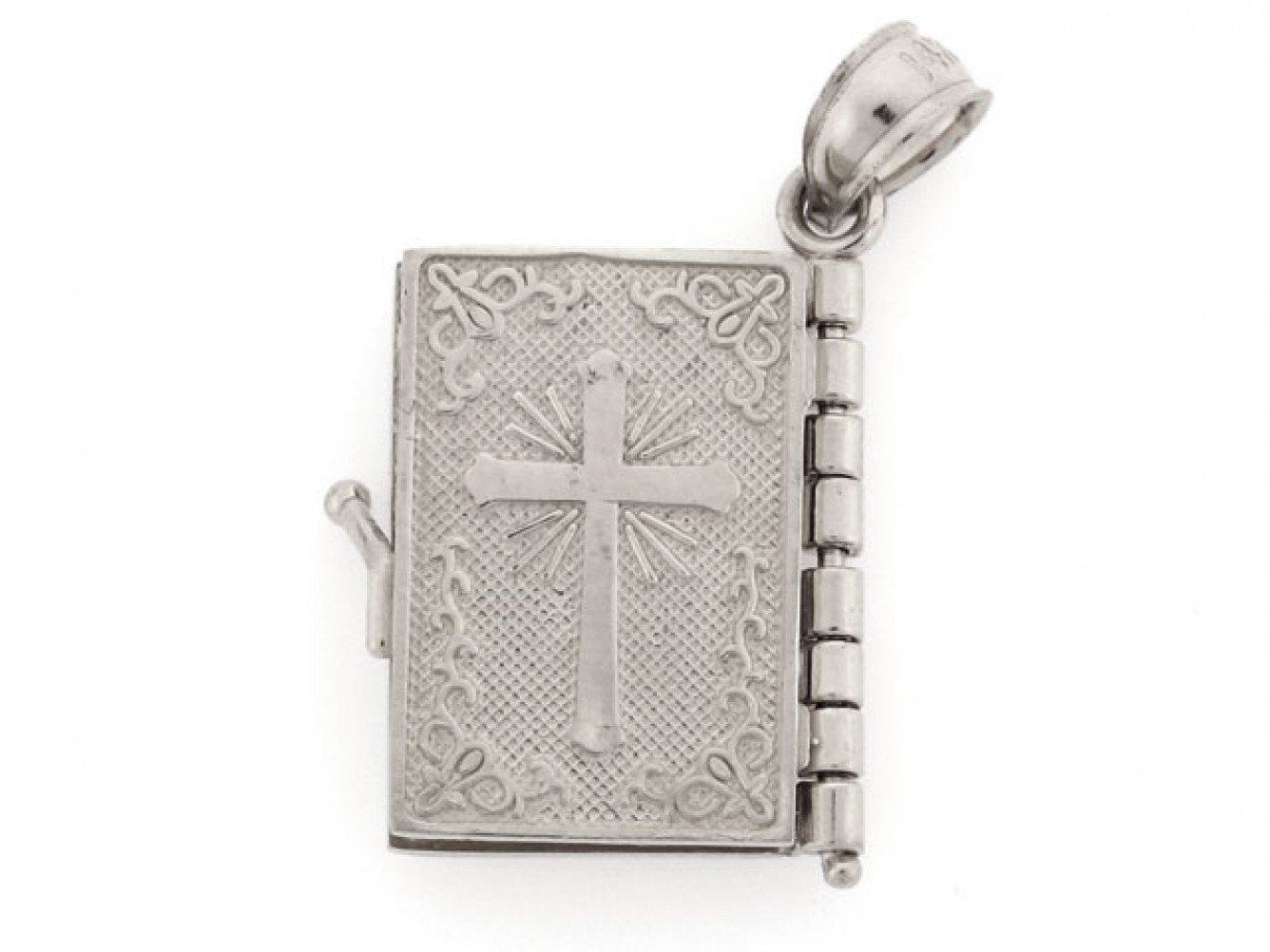 Gold Bible 4 Page Religious Opening Charm Pendant with Lord's Prayer Inscription (AF# P2353)