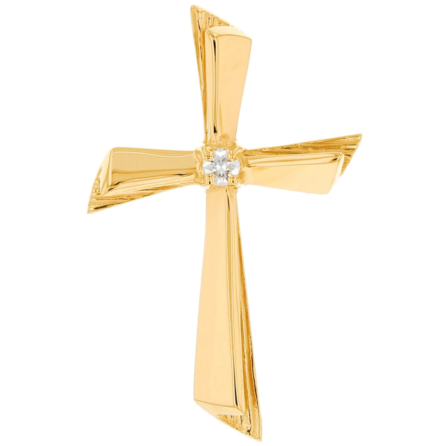 Gold Diamond Womens Religious Cross Pendant (AF# P9933)