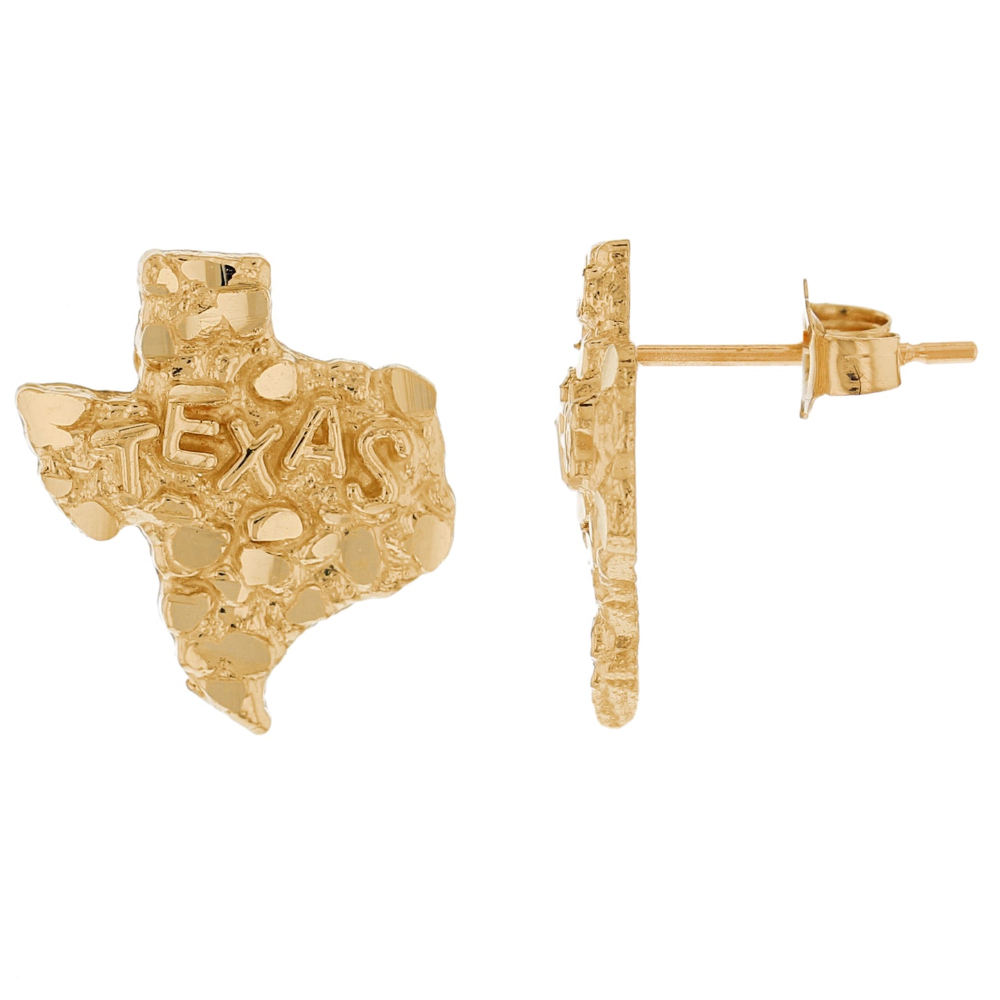 Gold Small Texas Unisex Nugget Earring (AF# E12676)