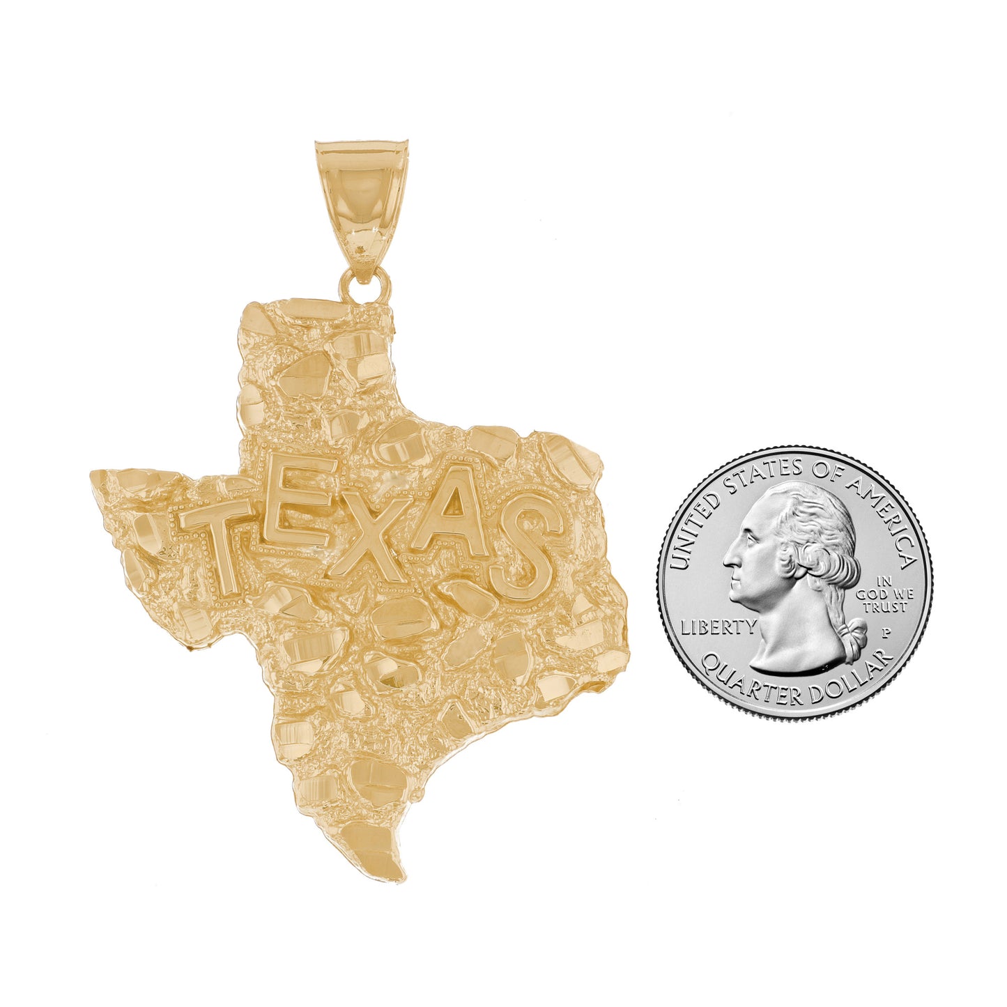Gold Large Texas Mens Nugget Pendant (AF# P12862)