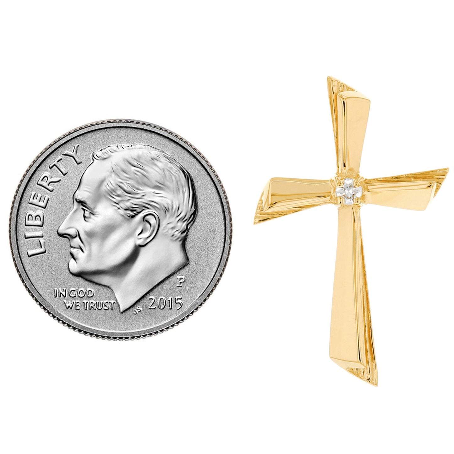 Gold Diamond Womens Religious Cross Pendant (AF# P9933)