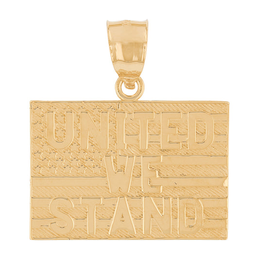Gold United We Stand Unisex Talking Flag Pendant (AF# P13686)