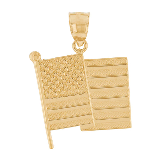 Gold USA Flag Unisex Pendant (AF# P13687)