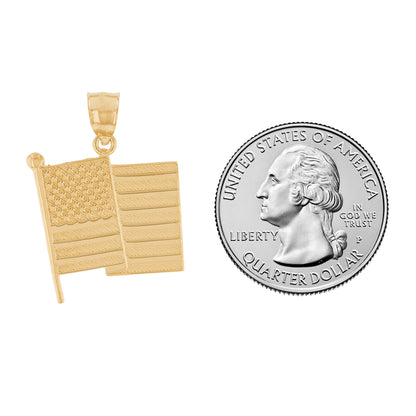Gold USA Flag Unisex Pendant (AF# P13687)